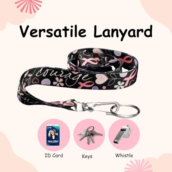 Breast Cancer Awareness Lanyards - Pink Ribbon Lanyards - Badge Holders/Keychains for Fundraising - Image 4