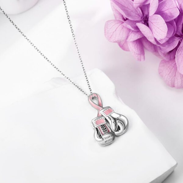 925 Sterling Silver Boxing Gloves Breast Cancer/Suicide Awareness/Bring Them Home/Wave/Moon Phase/Basketball/Airplane Pendant Necklace Awareness Jewelry for Women Sister Mom Grandmother - Image 6