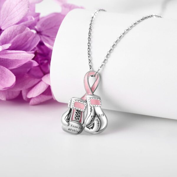 925 Sterling Silver Boxing Gloves Breast Cancer/Suicide Awareness/Bring Them Home/Wave/Moon Phase/Basketball/Airplane Pendant Necklace Awareness Jewelry for Women Sister Mom Grandmother - Image 7