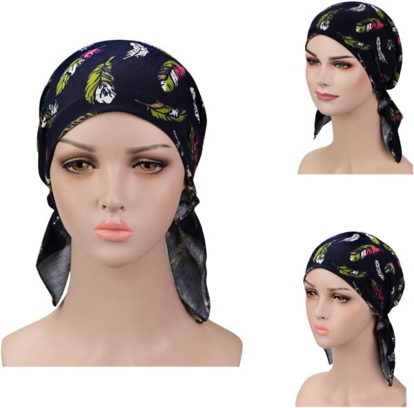 Pre Tied Chemo Head Scarf 3 Packed Beanie Skull Cover Cap for Women (Set6-Long Style) - Image 3