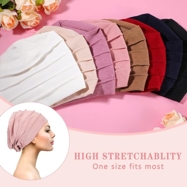 Zhanmai 8 Pieces Cotton Cancer Hats Chemo Headwear for Women Soft Sleeping Beanies Cap Cancer Patients Stretchy Head Covering - Image 7