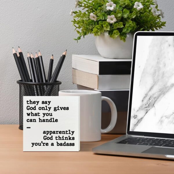 Funny Cancer Warrior Gifts for Women Men, Birthday Gifts for Cancer Patients Inspirational Cancer Survivor Gifts, Cancer Support Fighter Encouragement Gifts, Cancer Humor, Wooden Box Sign - Image 3