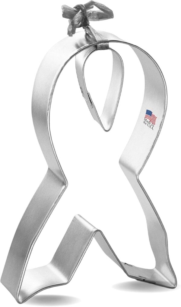 Awareness Ribbon Cookie Cutter 2 Pc Set – Ribbon, Tear Drop Cookie Cutters Hand Made in the USA from Tin Plated Steel - Image 4