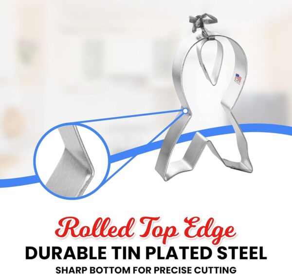 Awareness Ribbon Cookie Cutter 2 Pc Set – Ribbon, Tear Drop Cookie Cutters Hand Made in the USA from Tin Plated Steel - Image 5