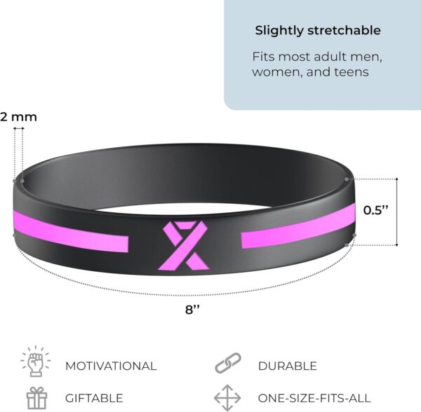 Inkstone Awareness Ribbon Silicone Bracelets (12-pack) - Wholesale Pack of 1 Dozen Unisex Wristbands for Men Women - Cancer Survivor Hospital Gifts Party Favors Giveaways Goodie Bag Items - Image 3