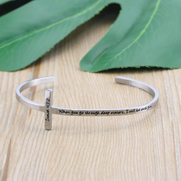 𝐂𝐫𝐨𝐬𝐬 𝐁𝐫𝐚𝐜𝐞𝐥𝐞𝐭 Religious Cuff Bangle 𝐁𝐢𝐛𝐥𝐞 𝐕𝐞𝐫𝐬𝐞 Christian Gifts Jewelry for 𝐖𝐨𝐦𝐞𝐧 - Image 4