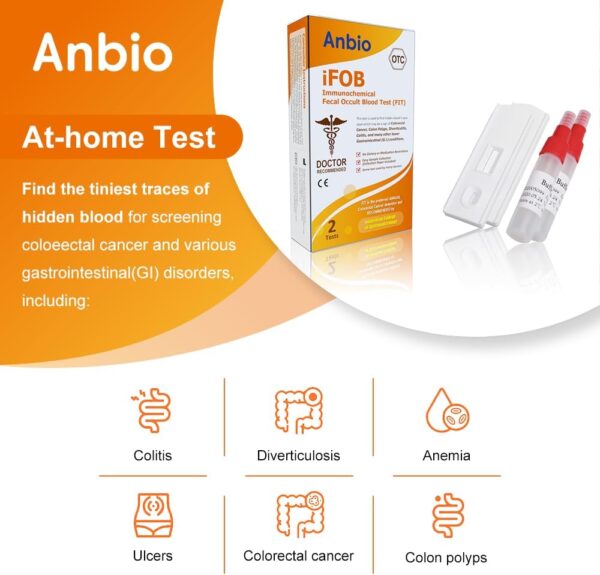 2 Test Colorectal Cancer Screening (FOB) Test Kit - Easy-to-Use at-Home Fecal Occult Blood Test for Early Detection - Convenient and Reliable Colorectal Cancer Screening Tool - Image 3