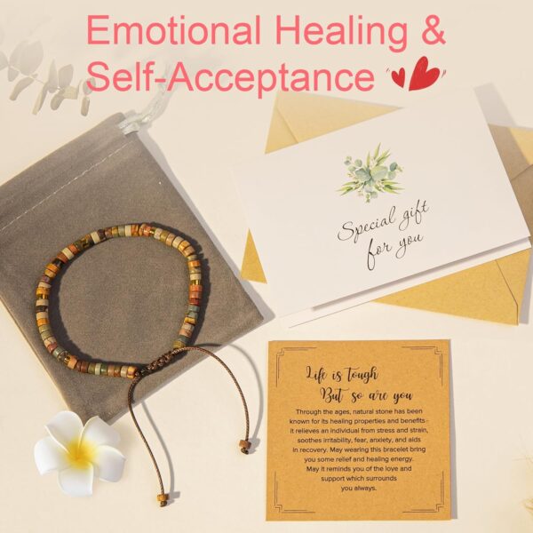 Inspirational Gifts Bracelets for Women Healing Natural Stone Bracelets - Get Well Soon Gifts for Women Best Friends Sister Girls - Life is Tough But So are You Bracelet - Image 7