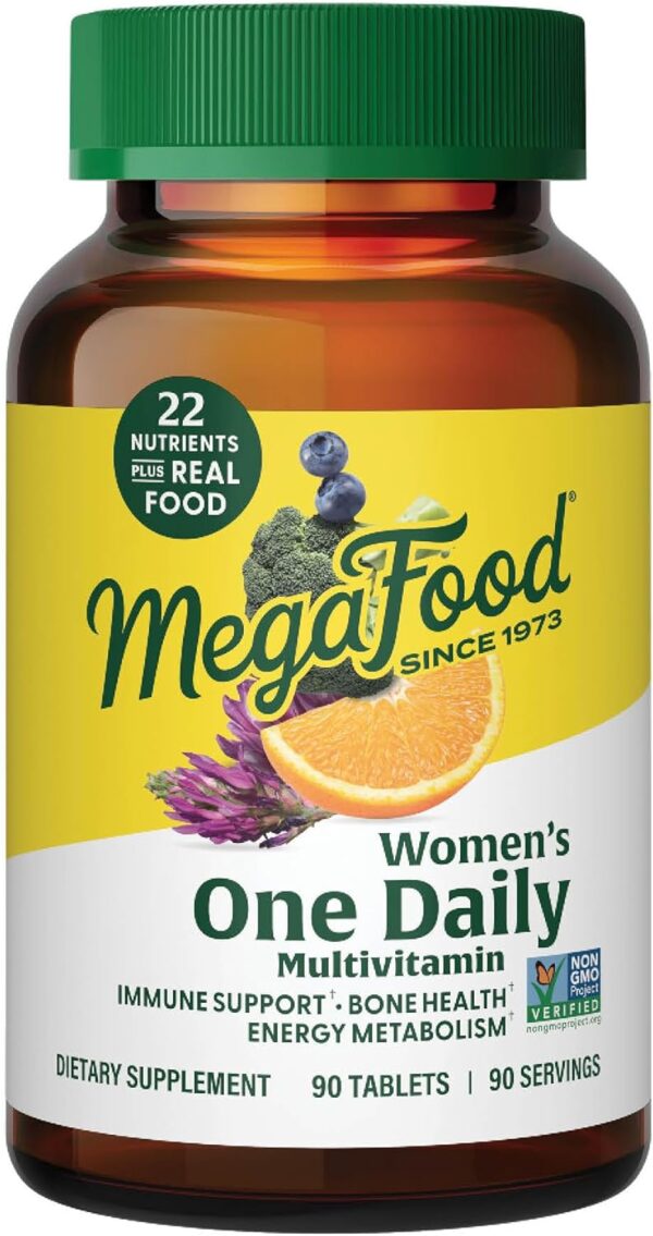 MegaFood Womens Multivitamin One Daily - Multivitamin for Women - Vitamin C, Vitamin D, Iron & B Vitamins - Bone, Energy Metabolism & Immune Support - Vegetarian, GlutenFree - 90 Tablets, 90 Servings