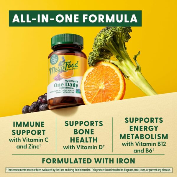 MegaFood Womens Multivitamin One Daily - Multivitamin for Women - Vitamin C, Vitamin D, Iron & B Vitamins - Bone, Energy Metabolism & Immune Support - Vegetarian, GlutenFree - 90 Tablets, 90 Servings - Image 5