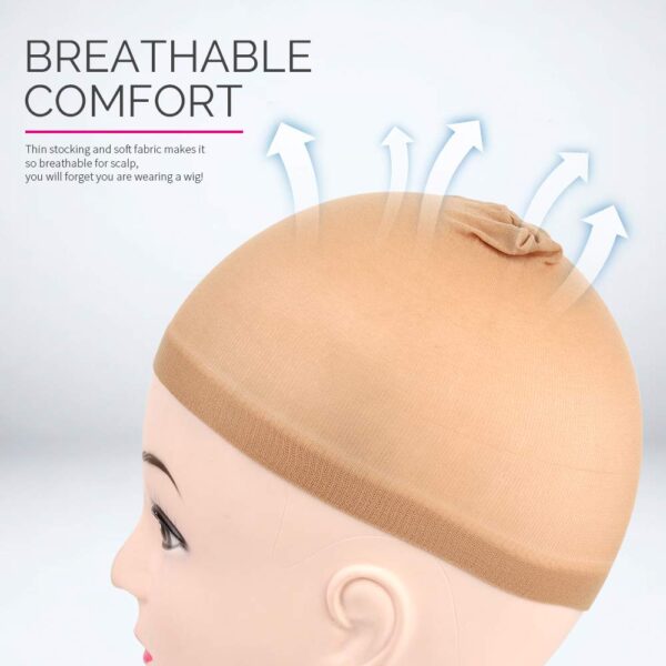 Fandamei 4 pieces Light Brown Stocking Wig Caps Stretchy Nylon Wig Caps for Women - Image 5