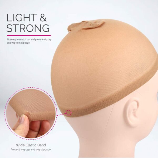 Fandamei 4 pieces Light Brown Stocking Wig Caps Stretchy Nylon Wig Caps for Women - Image 6