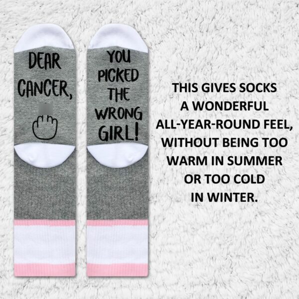 Ziyouza Dear Cancer You Picked The Wrong, Cancer Socks, Women Men Gift for Cancer Surgery Recovery - Image 3
