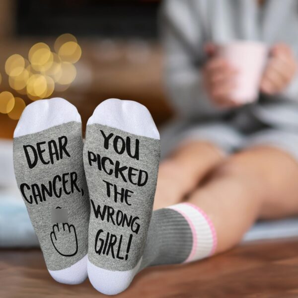 Ziyouza Dear Cancer You Picked The Wrong, Cancer Socks, Women Men Gift for Cancer Surgery Recovery - Image 4