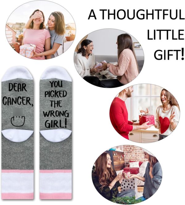 Ziyouza Dear Cancer You Picked The Wrong, Cancer Socks, Women Men Gift for Cancer Surgery Recovery - Image 5