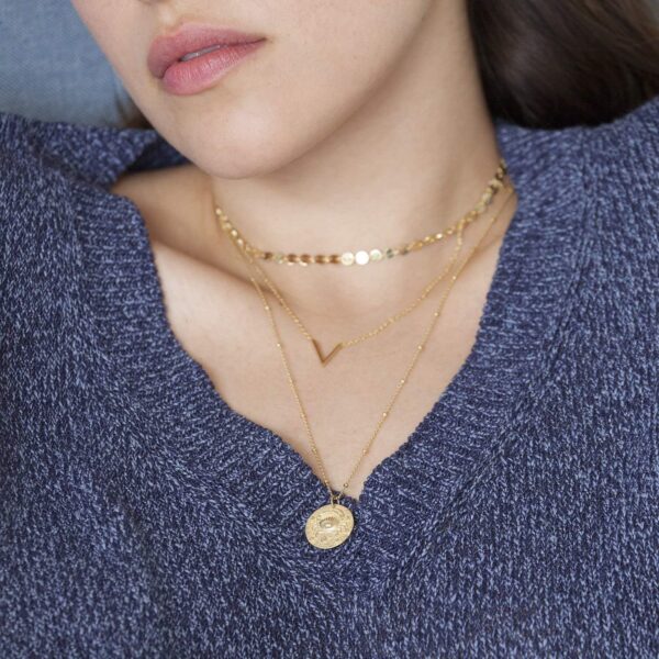Zodiac Coin Embossed Choker Necklace Disc 12 Constellation Astrology Horoscope 14K Gold Plated Round Pendant Personalized Necklace Gift for Women Men - Image 3