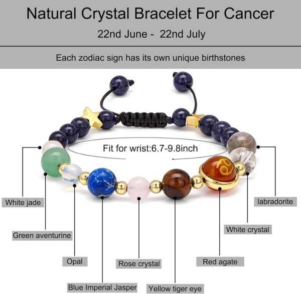 Zodiac Bracelets for Women Men,12 Constellations Healing Crystal Stone Beads Bracelet Birthday Zodiac Gifts Horoscope Spiritual Jewelry Bracelet Gifts - Image 5