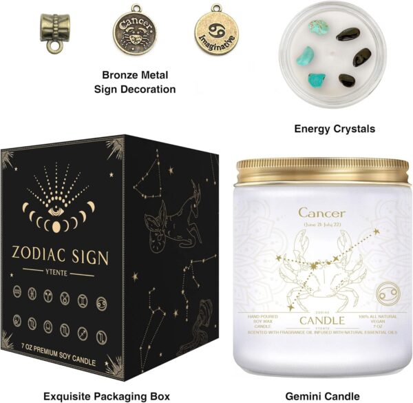 Cancer Gifts for Women, Zodiac Sign Cancer Candles, June July Birthday Gifts for Women,Scented Crystal Candles Birthday Gifts for Women, Sister Zodiac Gift - Image 3