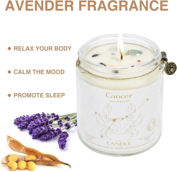 Cancer Gifts for Women, Zodiac Sign Cancer Candles, June July Birthday Gifts for Women,Scented Crystal Candles Birthday Gifts for Women, Sister Zodiac Gift - Image 4