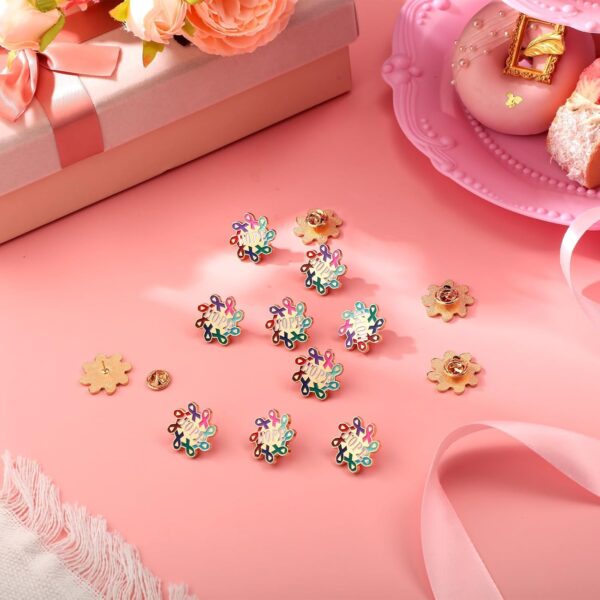 Riceshoot 40 Pcs Cancer Awareness Pins Bulk Colorful Ribbon Hope Buttons Round Cancer Badge for Women Gifts Clothes Backpack Decor - Image 3