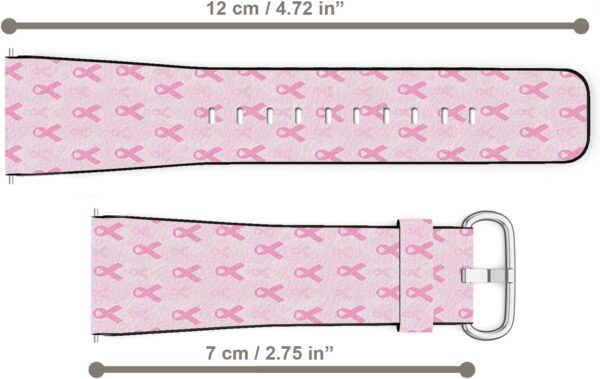 Compatible with Samsung Galaxy Watch 6 / Classic, Galaxy Watch 5 / PRO, Galaxy Watch 4 Classic, Leather Watch Band (Breast Cancer Awareness Pink Ribbon) Smartwatch Strap Bracelet - Image 3