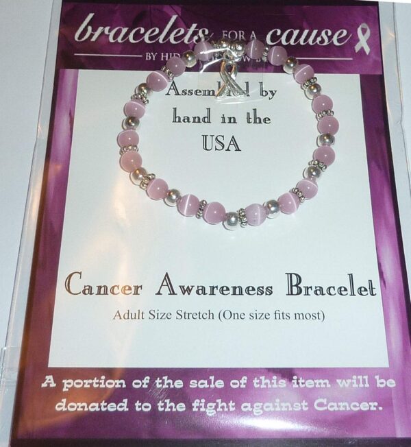 Hidden Hollow Beads Breast Cancer Awareness Bracelet, Pink Out Day, Great For Fundraising, Stretchy fits most, 6mm - Image 3