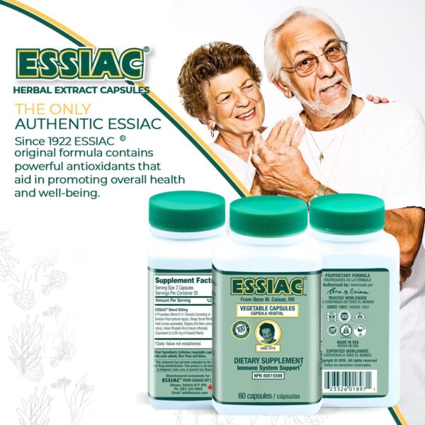 ESSIAC Tea All-Natural Herbal Extract Capsules – 60 Capsules | Powerful Antioxidant Blend to Help Promote Overall Health & Well-Being | Original Formula Since 1922 - Image 4