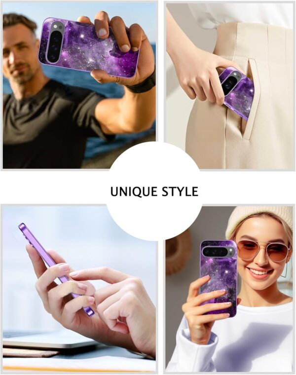 Telaso Case for Google Pixel 9 Pro XL, Slim Fit Glow in The Dark Protective Hybrid Hard PC Soft TPU Bumper Google Pixel 9 Pro XL 6.1" for Women Men, Purple Nebula - Image 6
