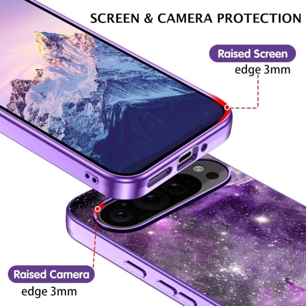 Telaso Case for Google Pixel 9 Pro XL, Slim Fit Glow in The Dark Protective Hybrid Hard PC Soft TPU Bumper Google Pixel 9 Pro XL 6.1" for Women Men, Purple Nebula - Image 7