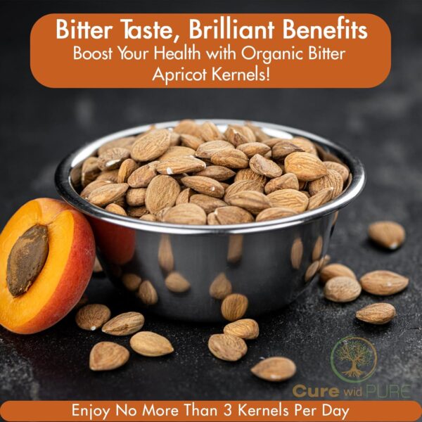 Cure wid Pure Certified Organic Bitter Apricot Kernels 1lb -Freshly Packed,Gluten Free,Raw,Non-GMO Organic Apricot Seeds - Rich in Vitamin B17 - Eco-Friendly Resealable Packaging - Image 8