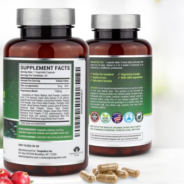 IntestinePro Intestine Support for Humans with Non-GMO Wormwood, Black Walnut, Echinacea + 15 More Premium Ingredients, 60 Vegetarian Capsules - Image 3