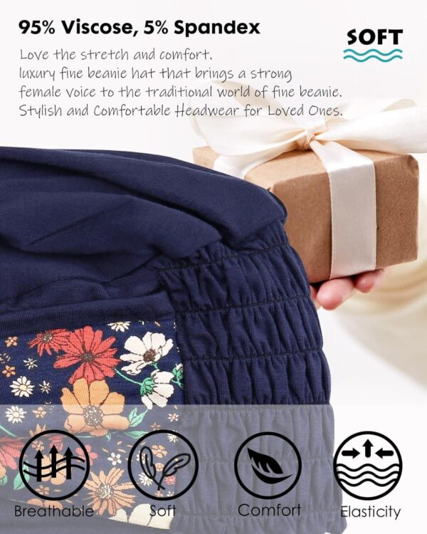 Movable Knot Beanies with Relaxed Stretch Elastic, Chemo Hats for Women - Image 4