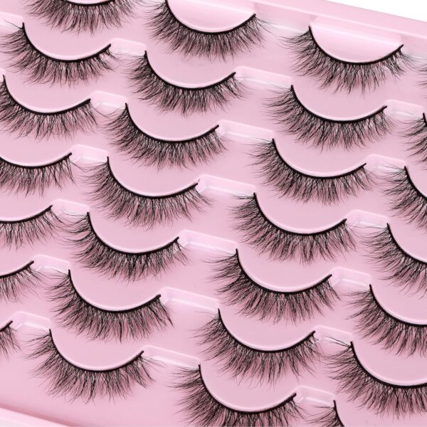 Newcally Natural Look Lashes Mink 3D Volume Wispy False Eyelashes Short Light Volume Fake Eye Lashes Pack 14 Pairs Reusable Soft Faux Mink Eyelashes - Image 3