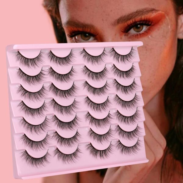 Newcally Natural Look Lashes Mink 3D Volume Wispy False Eyelashes Short Light Volume Fake Eye Lashes Pack 14 Pairs Reusable Soft Faux Mink Eyelashes - Image 5