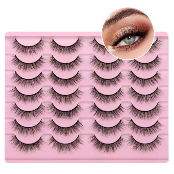 Newcally Natural Look Lashes Mink 3D Volume Wispy False Eyelashes Short Light Volume Fake Eye Lashes Pack 14 Pairs Reusable Soft Faux Mink Eyelashes - Image 6