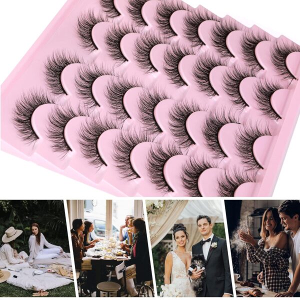 Newcally Natural Look Lashes Mink 3D Volume Wispy False Eyelashes Short Light Volume Fake Eye Lashes Pack 14 Pairs Reusable Soft Faux Mink Eyelashes - Image 8