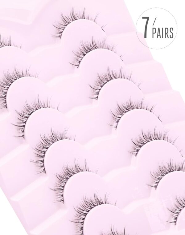 Onlyall Natural Lashes Short Eyelashes Wispy Lashes Natural Look Soft False Eyelashes False Eye Lashes Faux Mink Eyelashes 7 Pairs D2 - Image 4