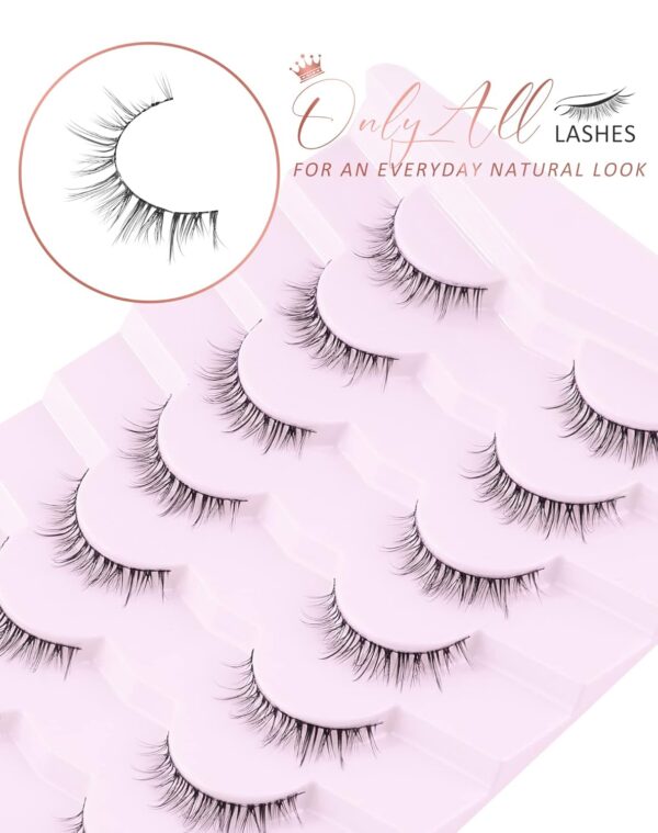 Onlyall Natural Lashes Short Eyelashes Wispy Lashes Natural Look Soft False Eyelashes False Eye Lashes Faux Mink Eyelashes 7 Pairs D2 - Image 5