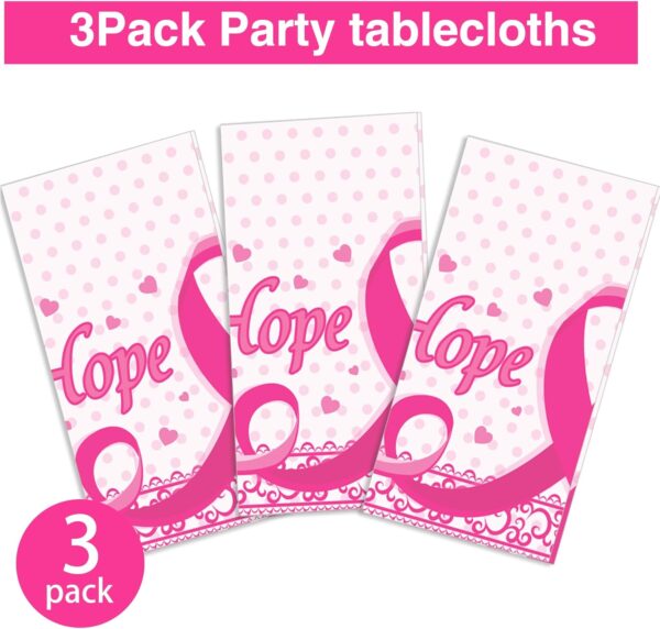 3 PCS Breast Cancer Tablecloth, Rectangular Plastic Table Covers, Disposable Pink Ribbon Tablecloth for Breast Cancer Day Supply Decorations - Image 6