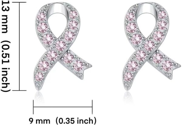 Breast Cancer Awareness Earrings 925 Sterling Silver Pink Ribbon Stud Bracelet Necklace Jewelry Survivor Gifts for Women - Image 5