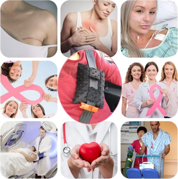 Pacemaker Pillow Chemo Port Pillows for Mastectomy, Open Heart Surgery Recovery Gifts Breast Cancer Bypass Post Surgery Cushion, Minky Dot Black - Image 7