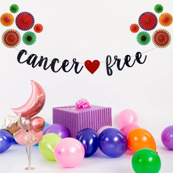 Black Glitter Cancer Free Banner, Adventure Awaits Party, Cancer Theme, Cancer Survivor Party Decorations (Pre-Strung) - Image 3