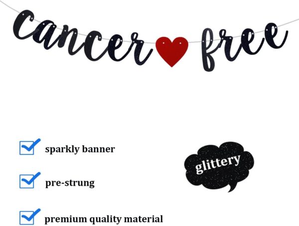 Black Glitter Cancer Free Banner, Adventure Awaits Party, Cancer Theme, Cancer Survivor Party Decorations (Pre-Strung) - Image 5