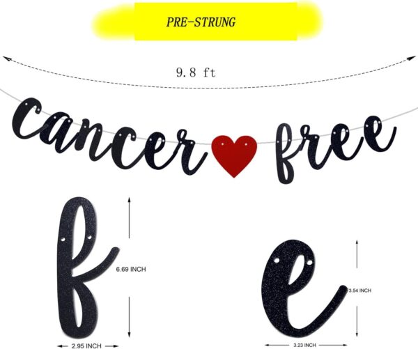 Black Glitter Cancer Free Banner, Adventure Awaits Party, Cancer Theme, Cancer Survivor Party Decorations (Pre-Strung) - Image 7
