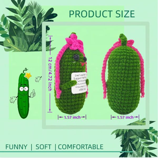 Funny Crochet Pickles 1 Pcs with Affirmations Cards for Inspirational Novelty Good Luck Gift and Party Decorations (KK-CKD04- REDCUM) - Image 4