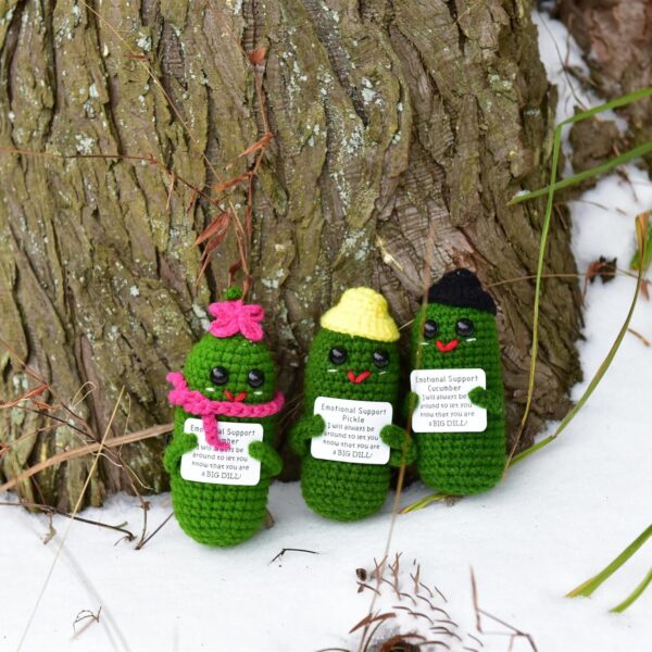 Funny Crochet Pickles 1 Pcs with Affirmations Cards for Inspirational Novelty Good Luck Gift and Party Decorations (KK-CKD04- REDCUM) - Image 5