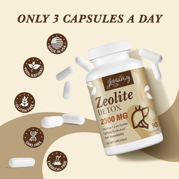 Zeolite Detox Capsules, Organic Activated Charcoal, Bentonite Clay, 1-2 µm Clinoptilolite, Maximum Absorption, Gut Liver Detox Cleanse Full Body for Women Men, 90 Capsules - Image 7