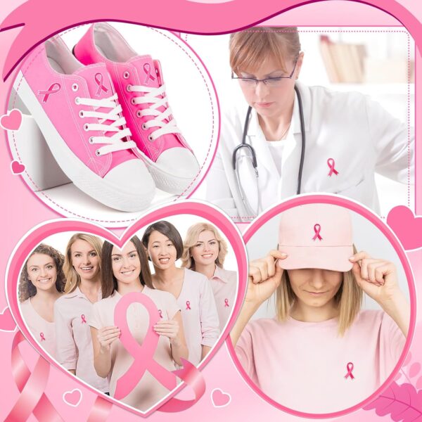 30 pcs Pink Ribbon Iron on Patches Breast Cancer Awareness Embroidered Sew Applique Repair Patch DIY Crafts for Women Girls Clothing Jacket Jeans Pants Dress Backpack Hat Decorations - Image 7