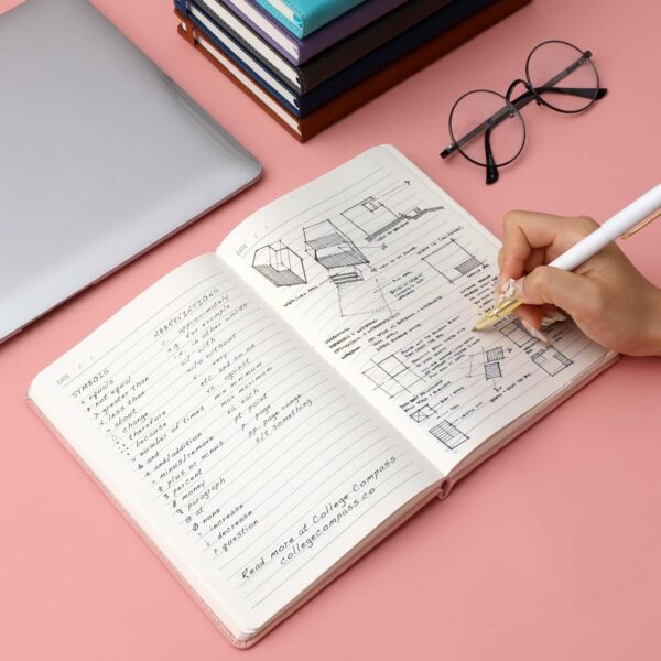 CAGIE Lined Journal Notebook for Women Hardcover Leather Journals for Writing, 256 Pages A5 Journaling Notebooks for Work Girls Diary, 5.7"x8.3", Pink - Image 3