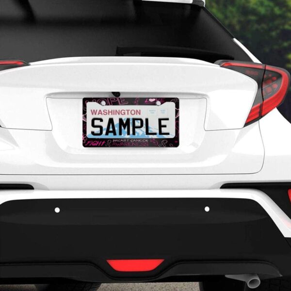 Breast Cancer Awareness License Plate Frame Hope Fight Stainless Steel Car Accessories Personalized License Plate Fits Standard U.S. Vehicles Size: 12.2 x 6 Inches for Men Women - Image 5